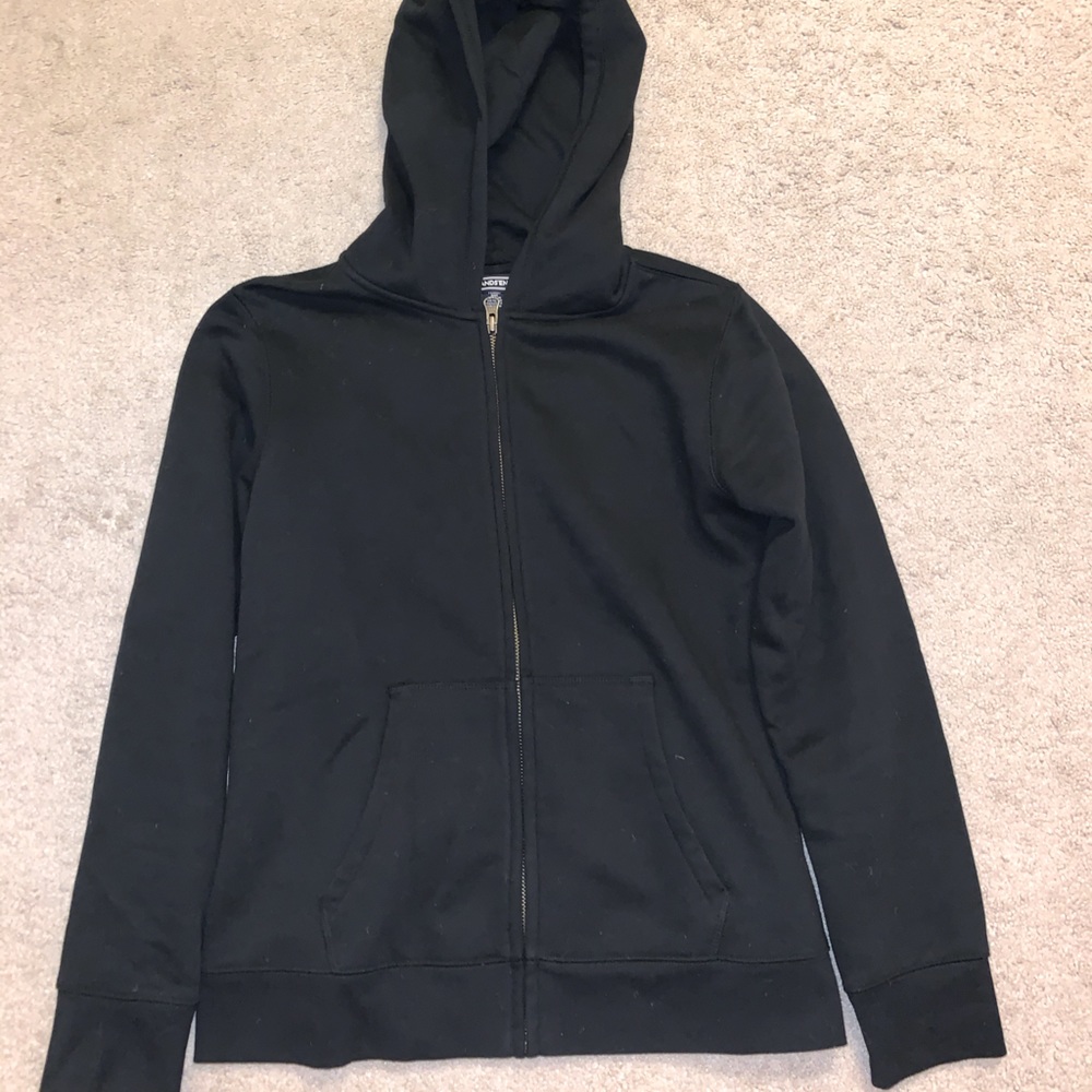 Classic Plain Black Zip Up